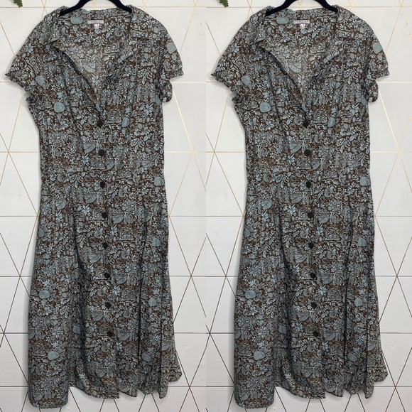 Peruvian Connection Size 14 Button Down Flowy Dress - Picture 1 of 6